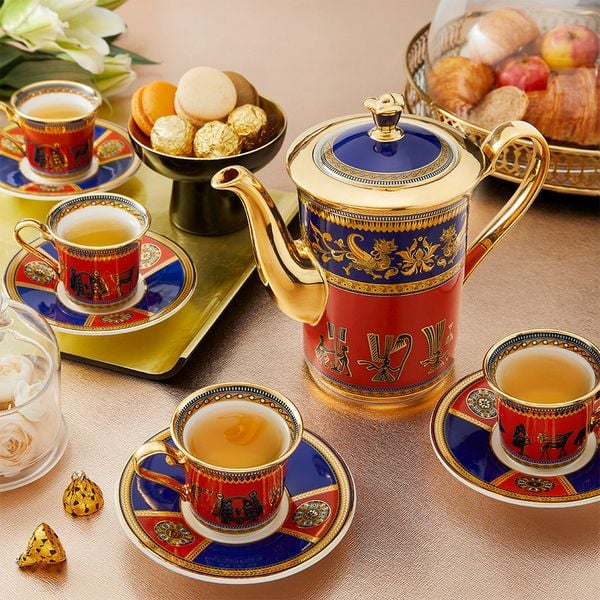 0.8 L tall tea set - White Tulip - Bronze Drum