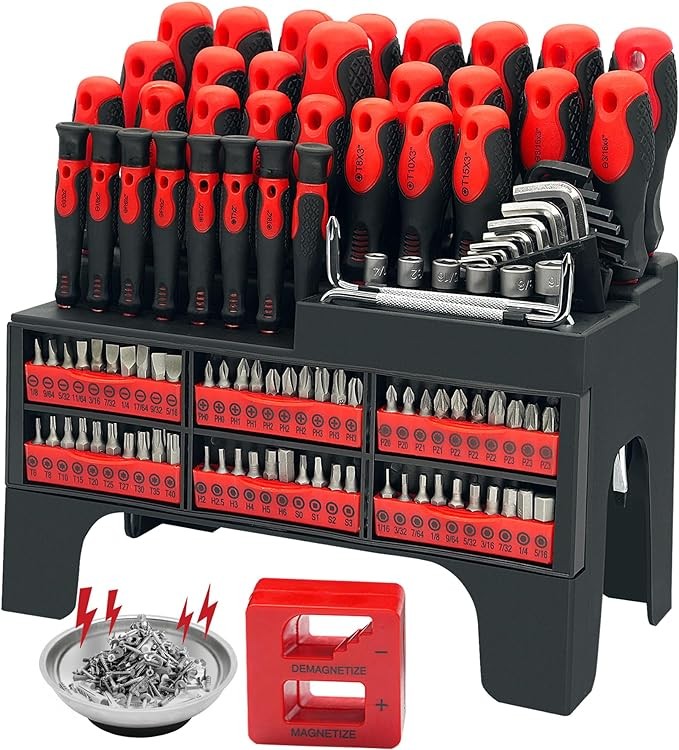 GMTOOLS 118PCS Magnetic Screwdriver Set, Screwdriver Set with Plastic Racking, Precision Screwdriver, Magnetizer Demagnetizer and Magnetic Bowl, Repair Tools Set for DIY and Home Improvement