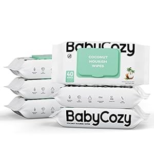 Baby Wipes, Cleansing & Moisturizing 2-in-1 Babycozy Sensitive , 100% Plant Fiber & Biodegradable, Hypoallergenic Baby Coconut Wipes Moisturize Every Cleanse, 240 cnt (6 pack)