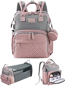 JOLLITO Baby Diaper Bag Backpack with Changing Station, Large Capacity, Stroller Straps and USB Charging Port, Baby Registry Search for Boys & Girls