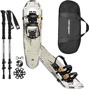 Retrospec Drifter 21/25/30-Inch Snow Shoe and Hiking Pole Set for Men, Women and Youth - Durable all-terrain, adjustable binding, carry bag and lightweight aluminum walking and hiking poles