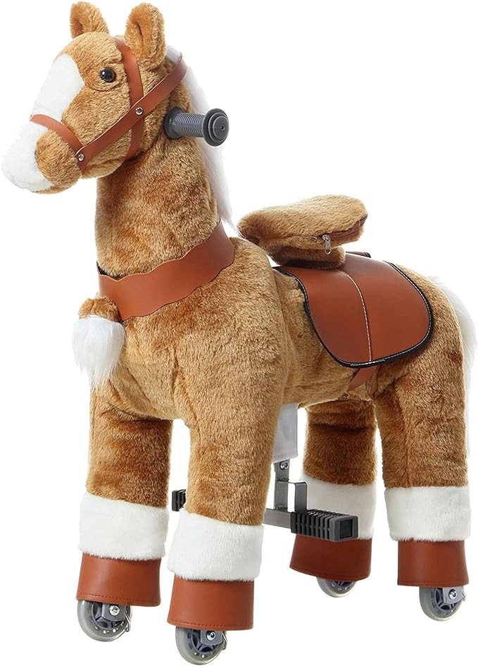 Ride on Horse Toy, Kids Ride on Toy for 3-6 Years Old, Premium Riding Horse Plush Animal Toy, Walking Horse Toy with Wheels (27 Inch Height)