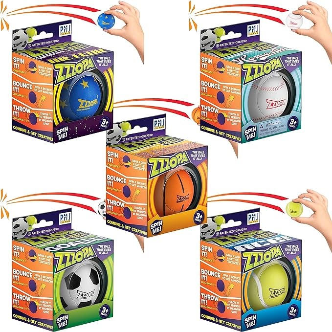 Original ZZZOPA Fidget Balls | Fidget Toys for Kids: Spin it, Bounce it, Throw it! | 1/20 Collectibles | 6 cm | Fidget Stress Ball Kids’ Toys by P.M.I. (Bundle)