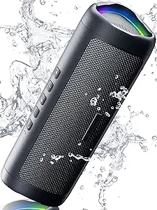 Bluetooth Speaker with HD Sound, Portable Wireless, IPX5 Waterproof, Up to 24H Playtime, TWS Pairing, BT5.3, for Home/Party/Outdoor/Beach, Electronic Gadgets, Birthday Gift (Black)