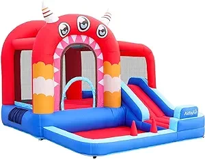 Inflatable Bounce House,Bouncy Castle with Air Blower,Play House with Ball Pit,Inflatable Kids Slide,Jumping Castle with Carry Bag
