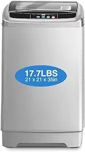 Apartment Washing Machine, 17.7 lbs Automatic Washing Machine with 10 Wash Promgrams and 8 Water Levels, Energy Saving Portable Washer Suitable for Apartments and Dorms