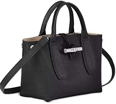 LongChamp Women's Black Leather Roseau Small Leather Tote Crossbody Handbag