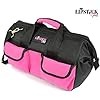 18-Inch Multi-Purpose Zip-Top Pink Storage Wide Mouth Tool Bag Organizer. Great for Home Improvement/Contractors Tools. Heavy Duty Storage Pockets and Shoulder Strap.
