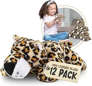 Forest & Twelfth Stuffed Animal Mini Leopard Plush Toys, 12 Pack Stuffed Animal Plush Toys for Kids, Zoo Safari Party Favors and Goody Bags, Classroom Treasure Box Prizes, Stocking Stuffers (Leopard)