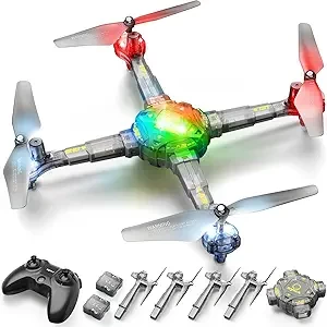 Drone for Kids and Beginners, SYMA X440 RC Drones with Detachable Arms, Remote Control Quadcopter Toys with 7-color LED Light, 360° Flips, 16 Mins to Fly, One-key Start and Altitude Hold, Black