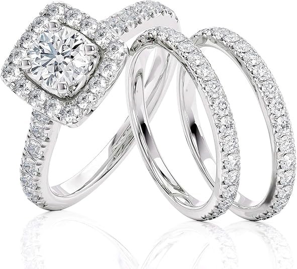 3 Carat Diamond Engagement Ring for Women in 14k White Gold Stunningly Handcrafted (SIZABLE)