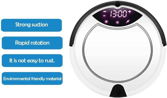 Robot Vacuum Cleaner Sweeping Robotic Robotic Vacuum, Intelligent Super-Thin Quiet Self-Charging for Pet Hairs Hard Floor Medium Carpet-Black (Color : White) (White)