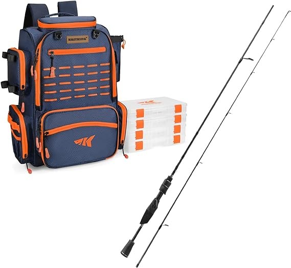 KastKing Bait Boss Fishing Tackle Backpack with Rod Holders Kestrel Fishing Rod