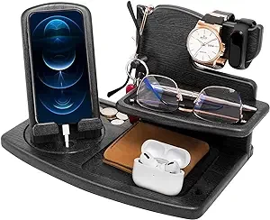 Gifts for Men Unique Valentines Day Gifts for Him Wood Phone Docking Station Bedside Organizer Mens Gifts for Husband Wife Anniversary Dad Birthday Gifts for Men Nightstand Male Gadget Gifts for Dad