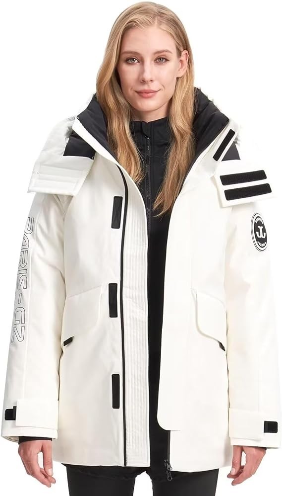 Women's Winter Thicken Down Jacket with Detachable Hood,Windproof Puffer Parka Jacket Warm Down Coats