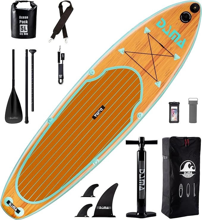DAMA 9'6"/10'6"/11' inflatable stand-up paddle board, yoga board, camera seat, floating paddle, hand pump, board straps, waterproof bag, drop pin, surf travel board