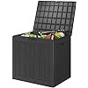 Outdoor Storage Deck Box Waterproof and UV Resistant Resin for Outdoor Pillows, Children Toys,Sports Equipment, Garden Tools and Pool Supplies (30 Gal black)