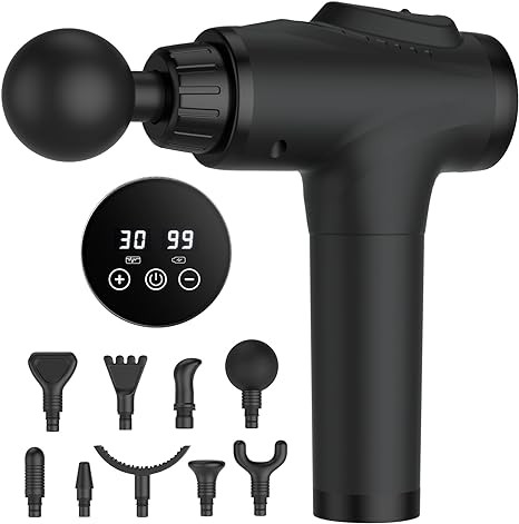 APHERMA Massage Gun, Muscle Massage Gun for Athletes Handheld Electric Deep Tissue Back Massager, Percussion Massage Device for Pain Relief with 30 Speed Levels 9 Heads