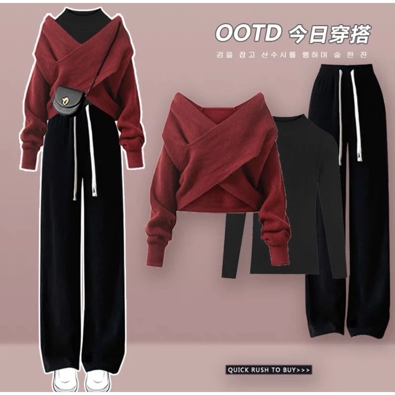 Set áo đỏ kèm quần suôn diện noel-tết