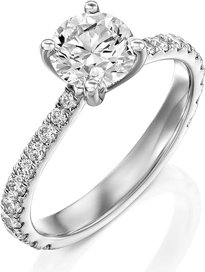 1.50-2.50 Cttw Lab Grown Diamond and Moissanite Engagement Ring 14k Yellow or White Gold (D-E/VS, D-E/VS) | Comes With Gift Box