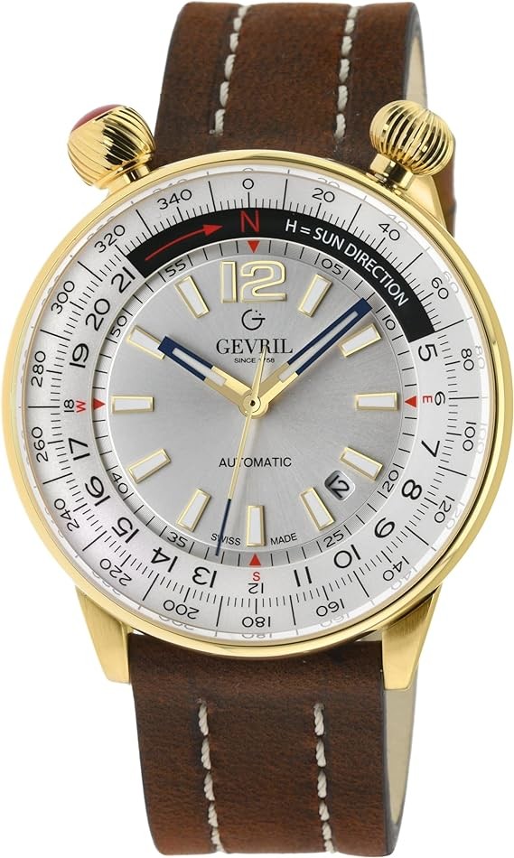 Gevril Men's Swiss Automatic from The Wallabout Collection, Genuine Italian Handmade Leather Strap