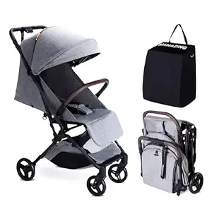 MAMAZING Lightweight Baby Stroller with Organizer, Ultra Compact & Airplane-Friendly Travel Stroller, One-Handed Folding Stroller for Toddler, Only 11.5 lbs, Grey