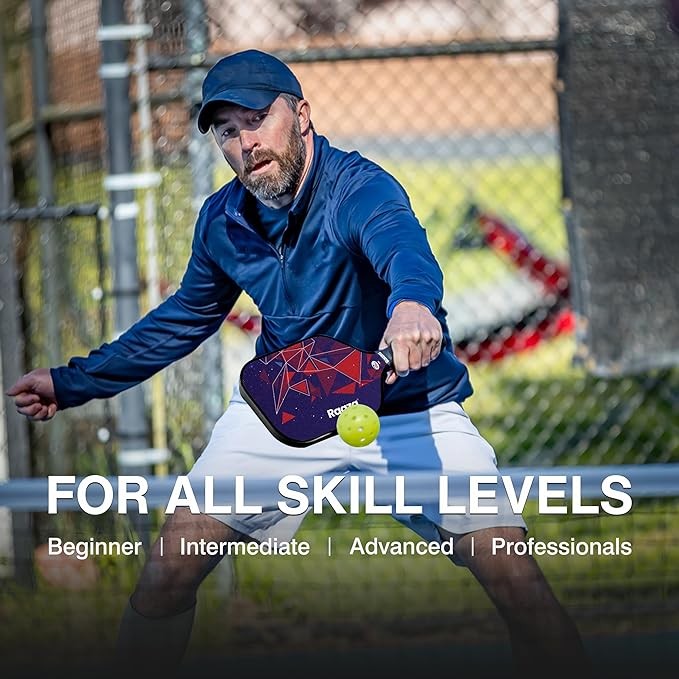 Pickleball Paddles Set, USAPA Approved Fiberglass Pickleball Paddles Set with 4 Pickleball Balls, Grip Tapes, Cooling Towels & Carry Bag