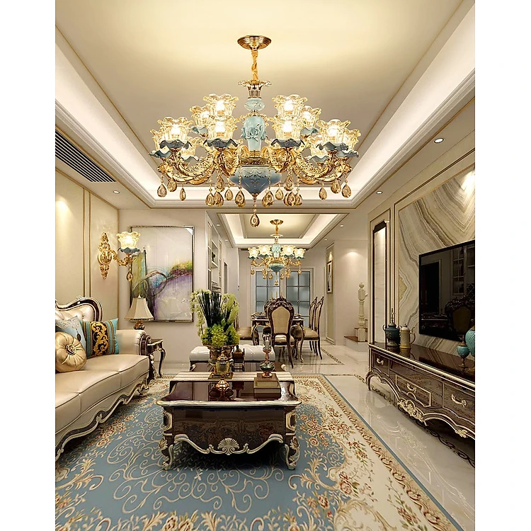 MOFAI crystal chandelier for luxurious interior decoration with 15 arms - with specialized LED bulbs