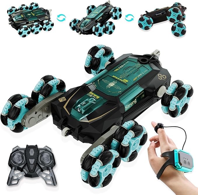 GYXL Gesture Sensing Stunt RC Car, 6WD Climbing Cars, RC Stunt Drift. 2.4Ghz Rechargeable Dual Remote Control Toys Cars, Toy for Kids 8 9 10 11 12 Year Birthday Coolest Best Gift