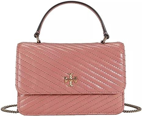 Tory Burch Women's Kira Moto Quilted MIni Top Handle Chain Wallet, Pink Magnolia