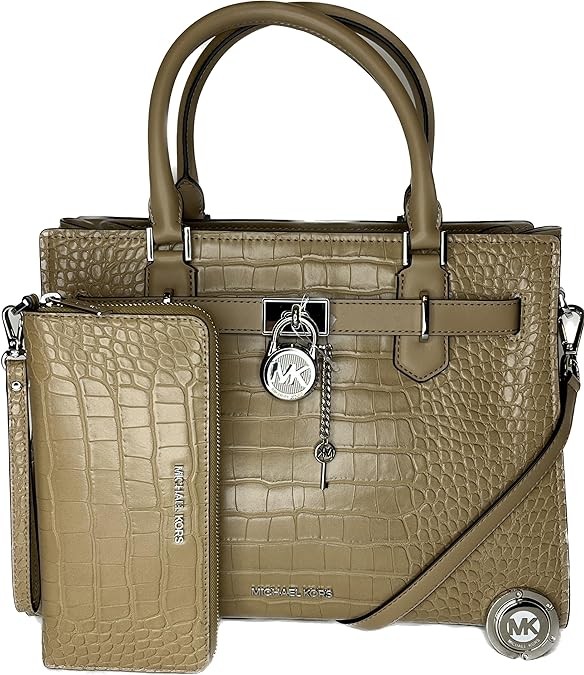 Michael Kors Hamilton MD Satchel bundled with Large Continental Wallet and Purse Hook