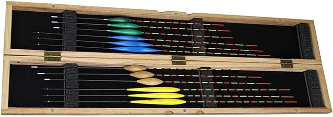 MADALIAN 12pcs Balsa Wood Fishing Corks Angling Tackle Tool Accessoris Bobbers with Paulownia Wood Box