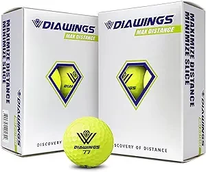 Diawings Max Distance Golf Balls for Maximum Distance, Anti Slice, Low Spin, Straight Shots | Half Dozen X 2, 12 Balls | White, Pink, Orange, Yellow