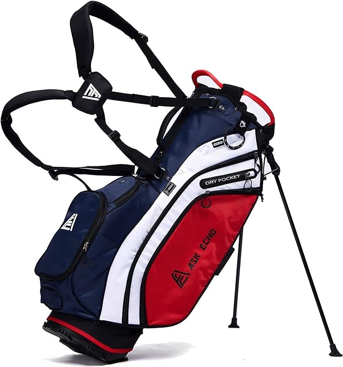 ASK ECHO Lightweight Golf Stand Bag with 14 Way Full Length Dividers 9 Pockets