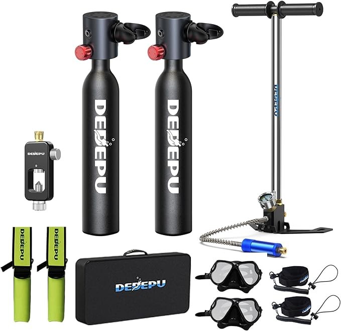 DEDEPU Mini Scuba Tank with Point Certification Reusable Diving Tank Kit 0.5L Capacity Mini Scuba Diving Tank, Supports 5-10 Minutes of Underwater Breathing Diving Portable Lung Diving
