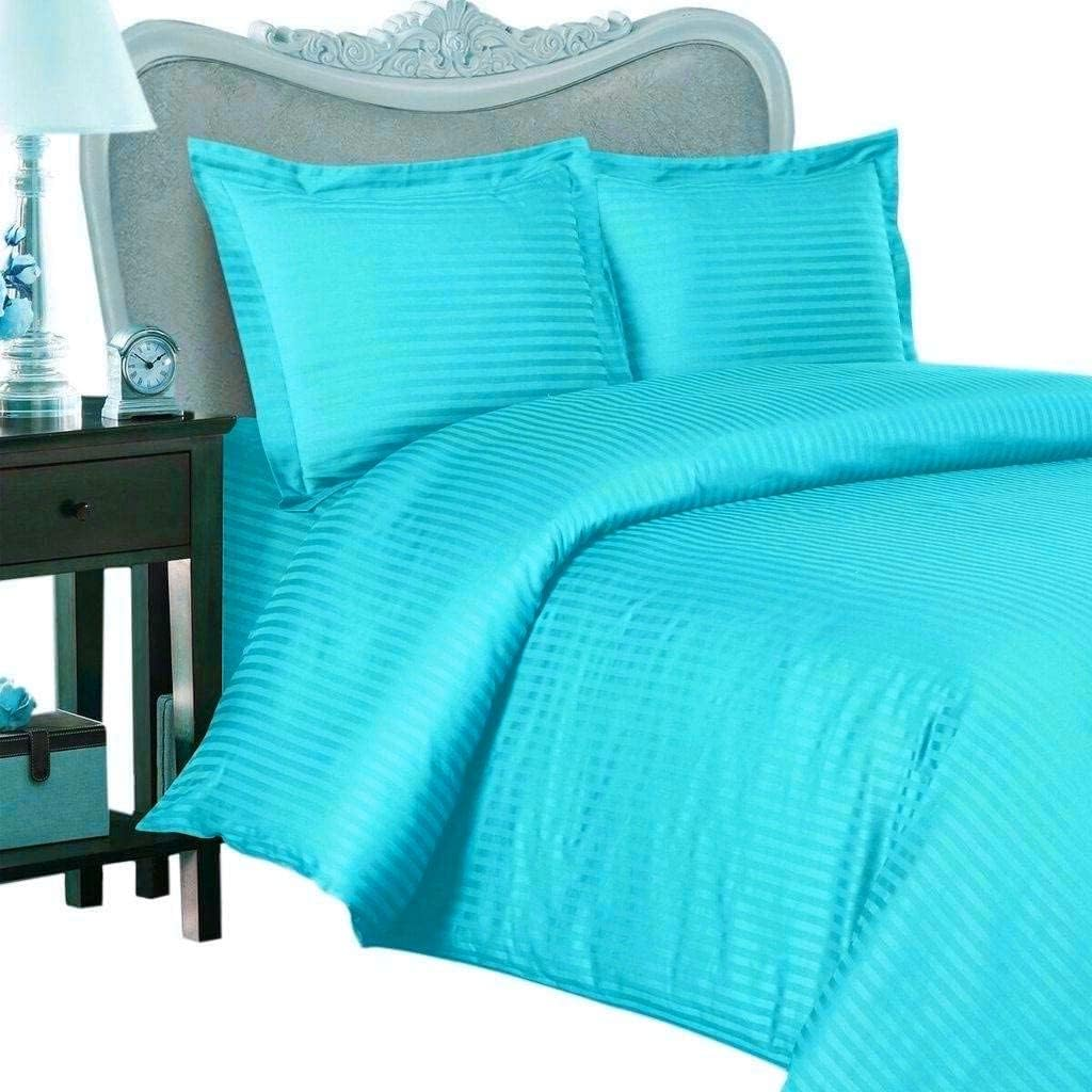 JIVIKA Bedding Super King Duvet Stripes (Duvet + 2 Pillowcases) 3 Piece Cotton Olive 400 Thread Count Super King Size Duvet Set for Twin Size Bed