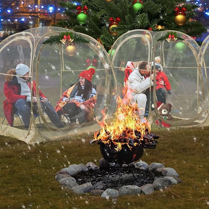 EighteenTek Halloween Decorative Sports Tent - Instant Tent Awning - Outdoor Bubble Tent for 1-6 People - Rain Tent Camping Awning Pop Up - Transparent, Patented Protected Design