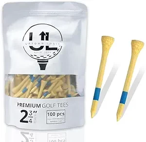 Uptown Logic Premium Golf Tees Bamboo Hard Wood Golf Tees 2 3/4" Pack of 100 Resealable Bag