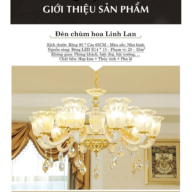 HINN neoclassical chandelier for luxurious interior decoration - with specialized LED bulbs