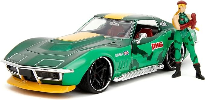 Street Fighter 1:24 1969 Chevrolet Corvette Stingray ZL1 & 2.75" Cammy Figure, Toys for Kids and Adults