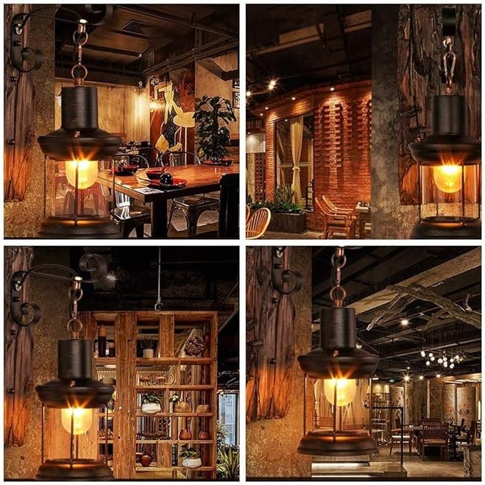 CHCDP Wall Lamp - Swing Arm Wall Lamp, Industrial Rustic Wall Sconces with Plug in Hardwired Switch Glass Shade Retro Iron