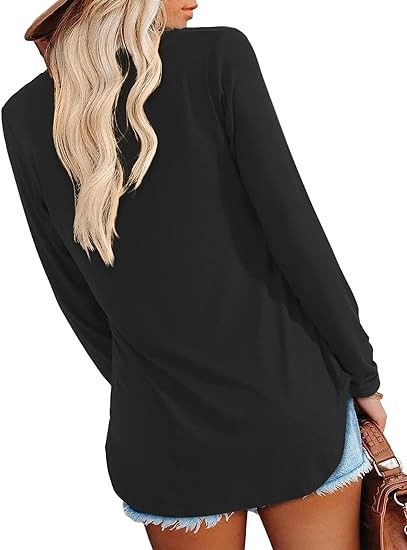 Amoretu Womens T Shirts Long Sleeve V Neck Shirts Casual Basic Tees