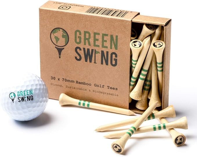 Green Swing Bamboo Golf Tees | Strong Sustainable Biodegradable | 30pcs