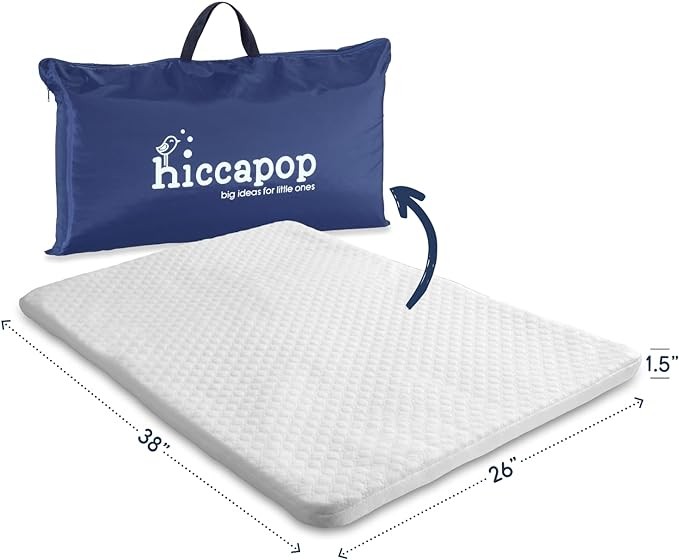 hiccapop Pack and Play Mattress Pad fits (38"x26"x1.5"), Playard Mattress for Pack and Play, Pack N Play Mattress Topper with Washable Cover, New 1.5" Thick