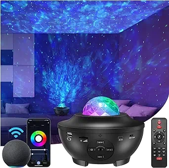 Galaxy Projector Star Projector with Bluetooth/Music Speaker/Voice Control/Timer,Work with Alexa & Google Assistant,Starry Night Light Projector for Kids Adult Bedroom/Christmas Decoration/Ideal Gift