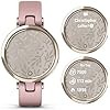 Wearable4U Garmin Lily Sport Women Fitness Smartwatch, Cream Gold, Dust Rose Silicone E-Bank Bundle, Gift for Mom