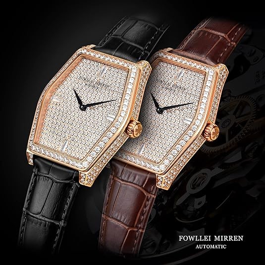 Diamond Wrist Watch for Women, Mechanical Automatic Watch Diamond Wrist Watch for Men Unisex Analog Barrel Watch Luxury Fashion Gift Waterproof