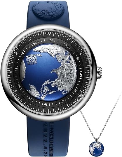 CIGA Design Mechanical Automatic Watch Blue Planet U Series Stainless Steel/Titanium/Ceramics Case Sapphire Crystal Fluororubber/Ceramics Strap Watches Gifts for Men and Women