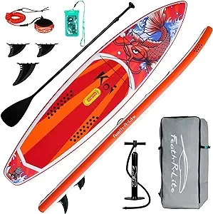 FEATH-R-LITE inflatable stand-up paddle board ultra-light SUP with advanced paddle board accessories, multi-functional paddle board non-slip deck design, suitable for adults and teenagers