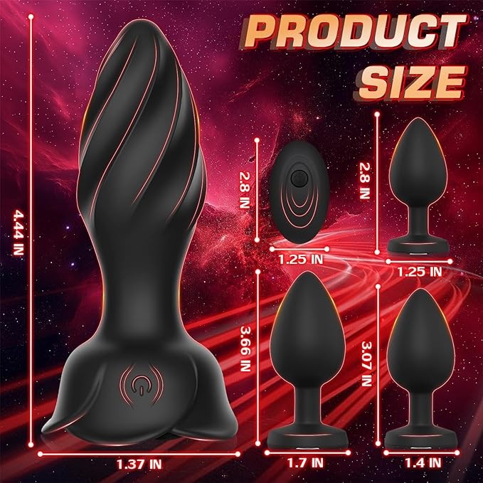 Anal Plug Vibrator Sex Toys - 4Pcs Vibrating Butt Plug Remote Control Vibrator with 10 Vibrating Modes, Anal Toys Vibrators Adult Sex Toys & Games for Couples Prostate Massager Sex Toys for Men Women